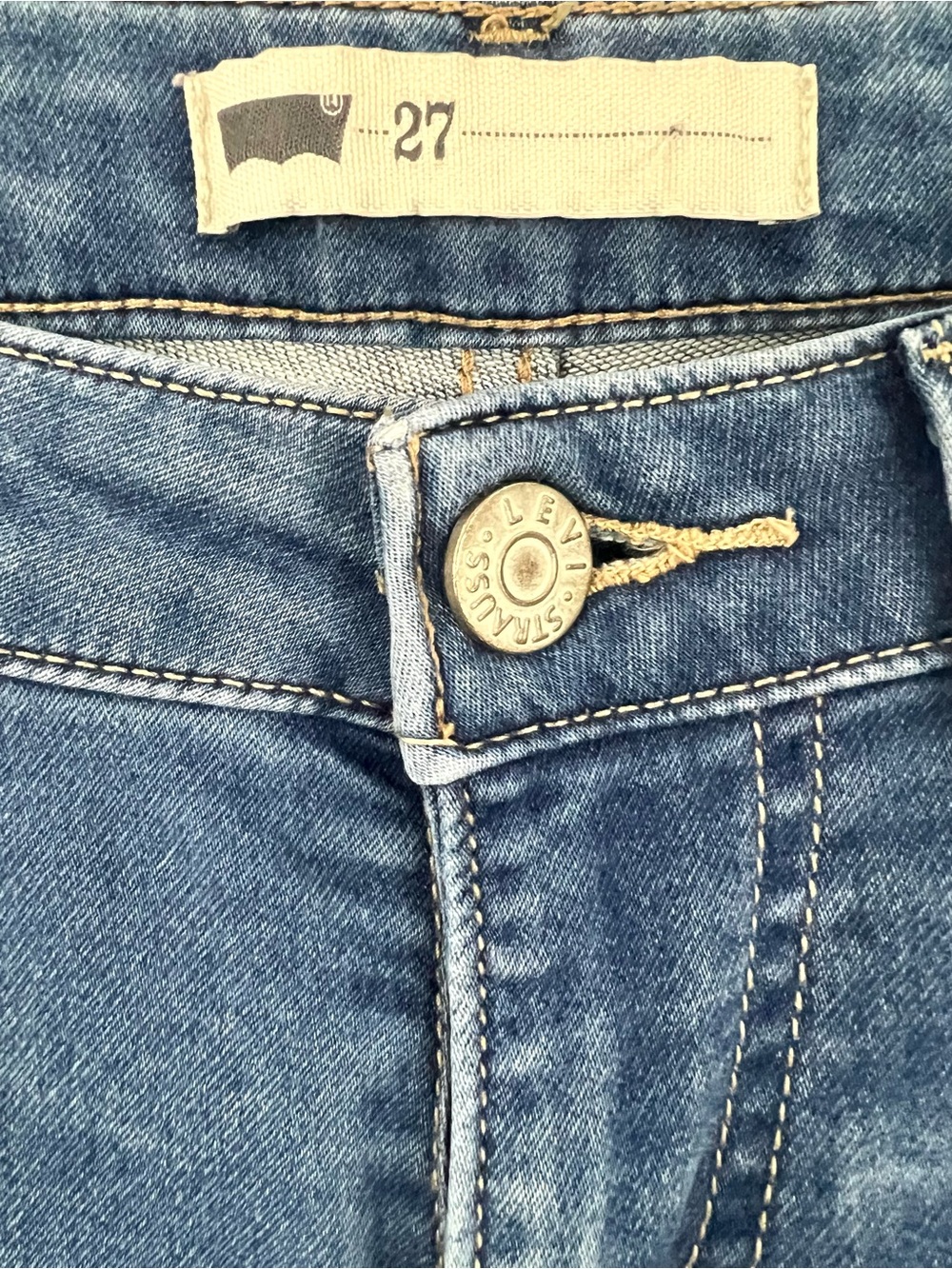 Vintage Y2K Levi’s Medium Blue Faded Wash Low Rise Skinny Crop Jeans 27 - Picture 3 of 8